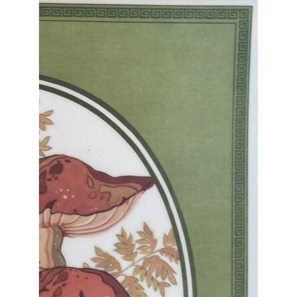 Vintage 70s MCM Mushroom Placemats Set 12 Green Reversible Retro Cottagecore
